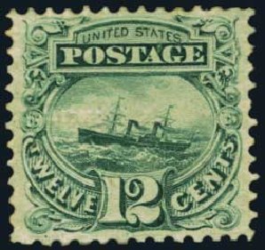 Value of US Stamps Scott Catalogue # 117: 1869 12c Pictorial S.S. Adriatic. Harmer-Schau Auction Galleries, Oct 2011, Sale 91, Lot 200