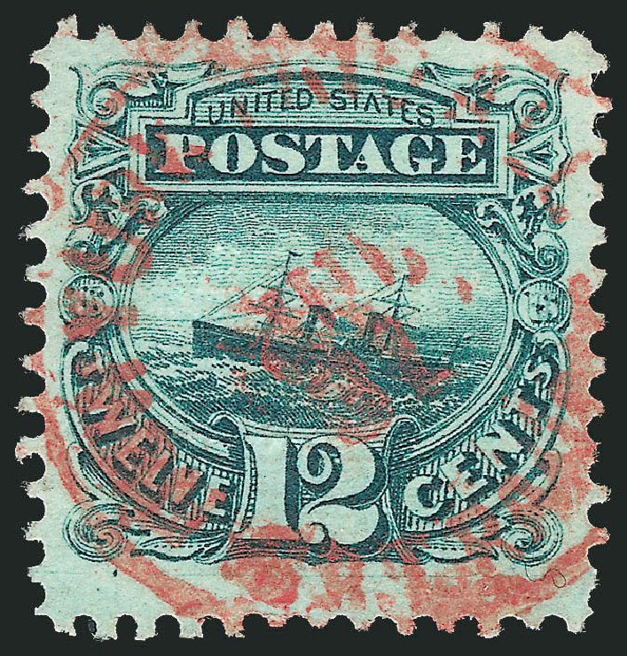 Values of US Stamp Scott Cat. #117 - 1869 12c Pictorial S.S. Adriatic. Robert Siegel Auction Galleries, Mar 2011, Sale 1004, Lot 140