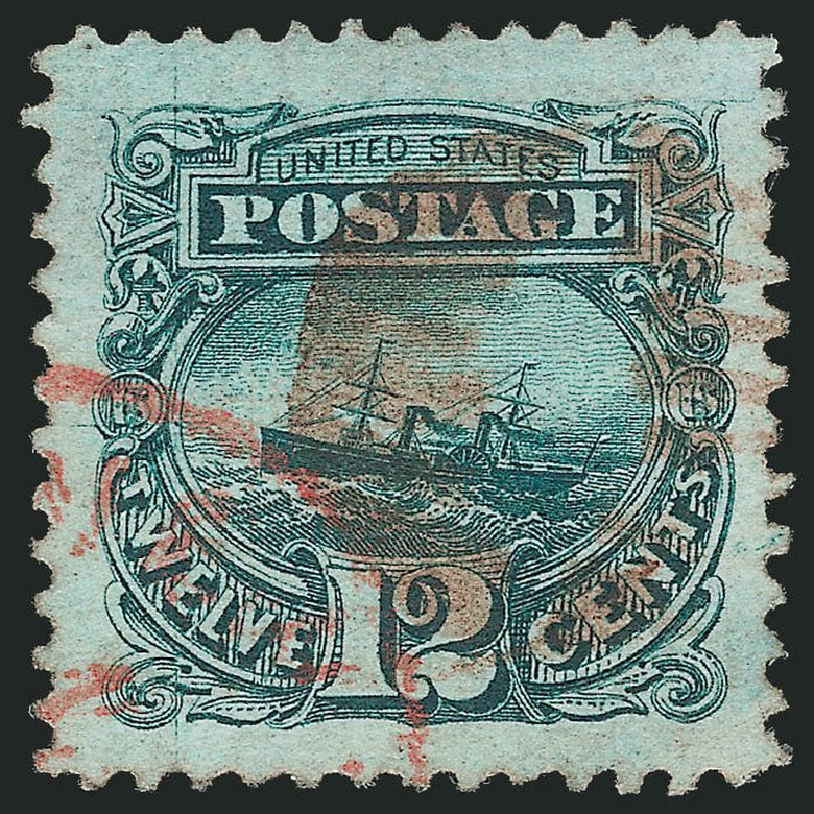 Value of US Stamp Scott Catalog #117 - 1869 12c Pictorial S.S. Adriatic. Robert Siegel Auction Galleries, Oct 2012, Sale 1032, Lot 3190