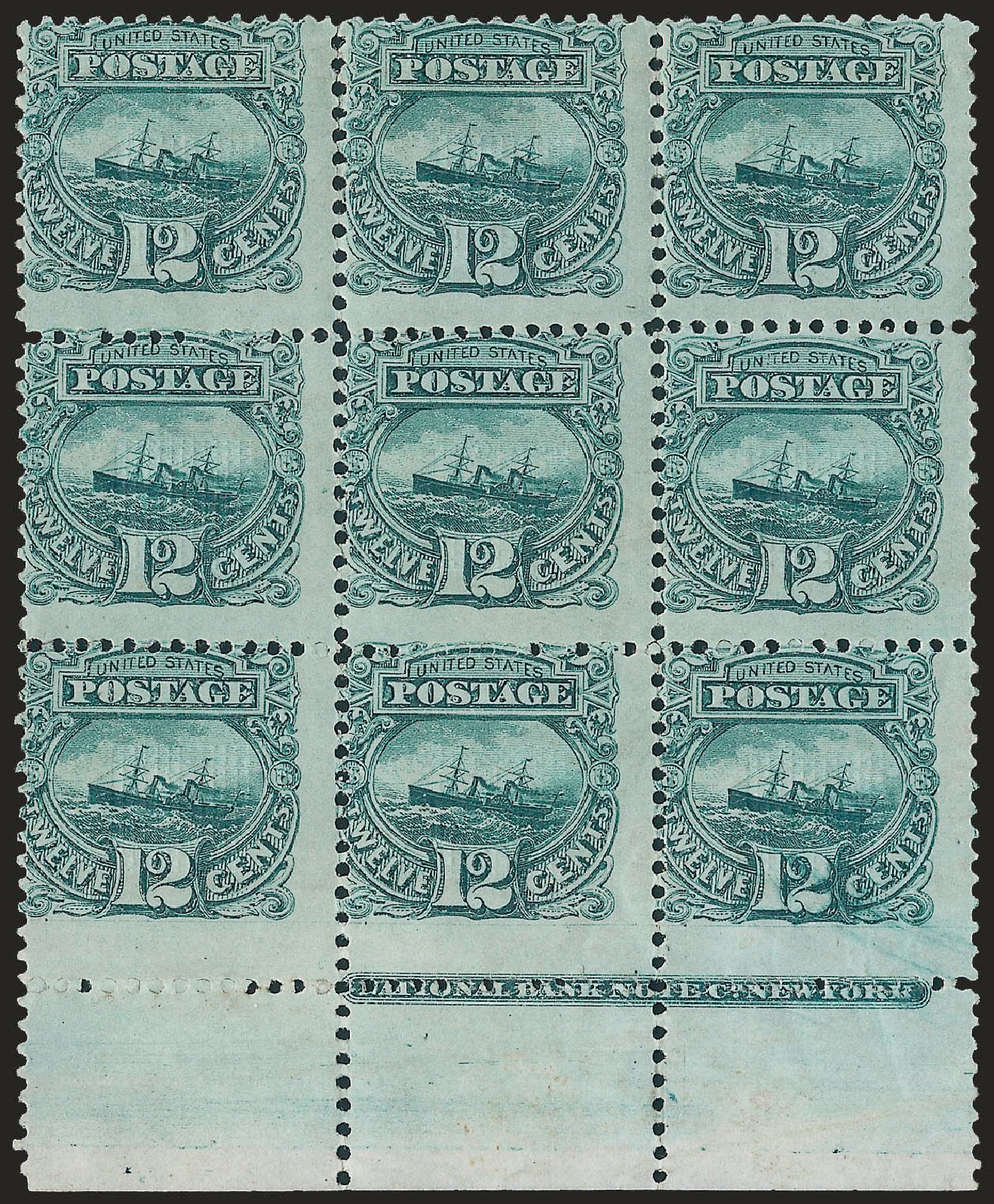 US Stamp Prices Scott Catalog #117 - 1869 12c Pictorial S.S. Adriatic. Robert Siegel Auction Galleries, Jun 2009, Sale 973, Lot 100