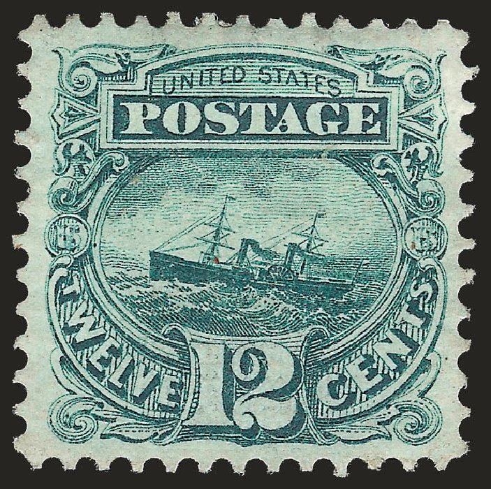 US Stamps Values Scott # 117 - 1869 12c Pictorial S.S. Adriatic. Robert Siegel Auction Galleries, Sep 2009, Sale 976, Lot 1450