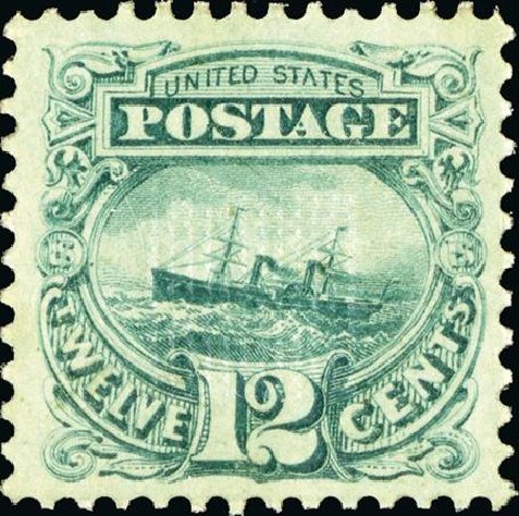 Values of US Stamps Scott # 117 - 1869 12c Pictorial S.S. Adriatic. Spink Shreves Galleries, Jan 2015, Sale 150, Lot 90