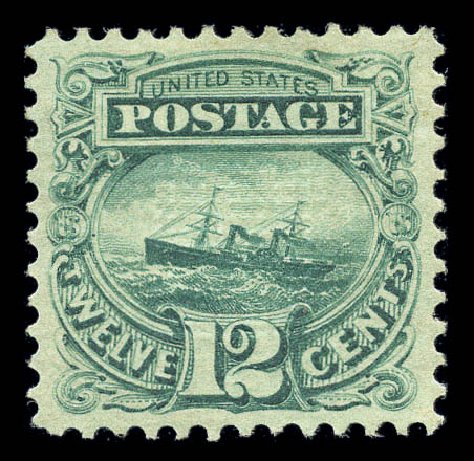 Cost of US Stamps Scott Catalog 117: 1869 12c Pictorial S.S. Adriatic. Matthew Bennett International, Sep 2010, Sale 331, Lot 471