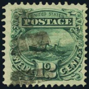 US Stamp Price Scott Catalog 117: 1869 12c Pictorial S.S. Adriatic. Harmer-Schau Auction Galleries, Oct 2011, Sale 91, Lot 201