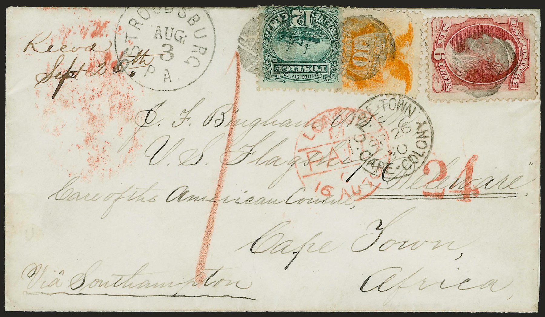 US Stamp Prices Scott #117: 1869 12c Pictorial S.S. Adriatic. Robert Siegel Auction Galleries, Jun 2009, Sale 973, Lot 121