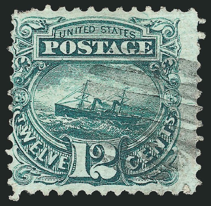 US Stamps Value Scott Catalog 117: 1869 12c Pictorial S.S. Adriatic. Robert Siegel Auction Galleries, Sep 2010, Sale 993, Lot 521