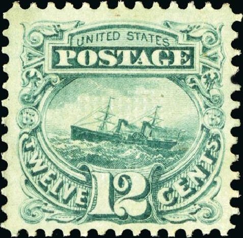 Costs of US Stamp Scott Cat. # 117: 1869 12c Pictorial S.S. Adriatic. Spink Shreves Galleries, Jan 2015, Sale 150, Lot 91