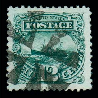 US Stamps Values Scott #117: 12c 1869 Pictorial S.S. Adriatic. Matthew Bennett International, Dec 2007, Sale 323, Lot 294