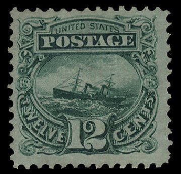 Prices of US Stamps Scott Catalogue #117 - 1869 12c Pictorial S.S. Adriatic. Cherrystone Auctions, Oct 2012, Sale 201210, Lot 84