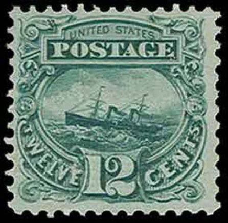 Values of US Stamps Scott Catalogue #117: 1869 12c Pictorial S.S. Adriatic. H.R. Harmer, Nov 2013, Sale 3004, Lot 1104