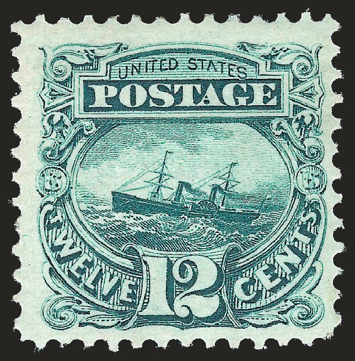 US Stamp Value Scott Catalog # 117 - 1869 12c Pictorial S.S. Adriatic. Robert Siegel Auction Galleries, Jun 2010, Sale 992, Lot 2184
