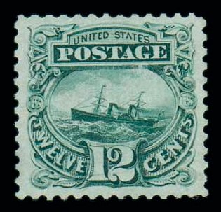 US Stamps Value Scott Catalogue 117: 1869 12c Pictorial S.S. Adriatic. Matthew Bennett International, Dec 2007, Sale 324, Lot 1095