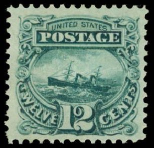 US Stamps Price Scott # 117: 12c 1869 Pictorial S.S. Adriatic. Daniel Kelleher Auctions, Oct 2014, Sale 660, Lot 2135