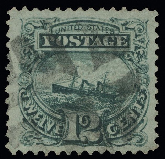 Values of US Stamp Scott Catalogue # 117: 12c 1869 Pictorial S.S. Adriatic. Spink Shreves Galleries, Aug 2013, Sale 144, Lot 155