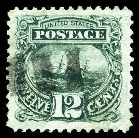 Values of US Stamp Scott Catalogue 117: 1869 12c Pictorial S.S. Adriatic. Matthew Bennett International, Mar 2012, Sale 344, Lot 4322