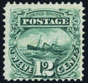 Cost of US Stamp Scott Cat. #117: 1869 12c Pictorial S.S. Adriatic. Harmer-Schau Auction Galleries, Nov 2014, Sale 103, Lot 102