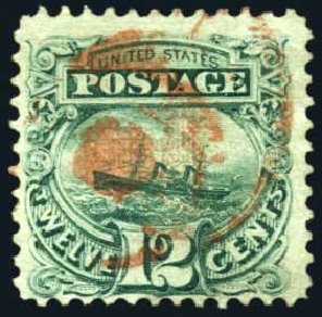 US Stamps Values Scott Cat. 117 - 12c 1869 Pictorial S.S. Adriatic. Harmer-Schau Auction Galleries, Oct 2008, Sale 79, Lot 92
