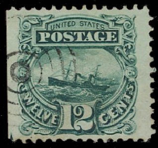 US Stamp Values Scott Catalogue 117 - 1869 12c Pictorial S.S. Adriatic. Daniel Kelleher Auctions, Jan 2012, Sale 628, Lot 282