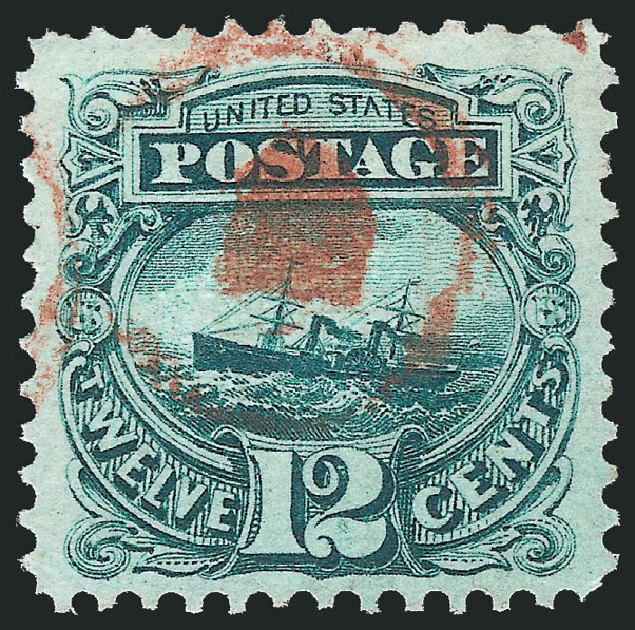 Value of US Stamp Scott Catalogue #117 - 1869 12c Pictorial S.S. Adriatic. Robert Siegel Auction Galleries, Mar 2011, Sale 1004, Lot 142