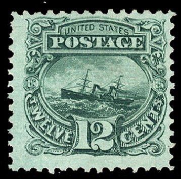 Value of US Stamps Scott Cat. # 117 - 1869 12c Pictorial S.S. Adriatic. Cherrystone Auctions, Nov 2009, Sale 200911, Lot 3053