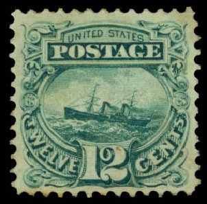 Costs of US Stamps Scott # 117: 1869 12c Pictorial S.S. Adriatic. Daniel Kelleher Auctions, Jan 2015, Sale 663, Lot 1343