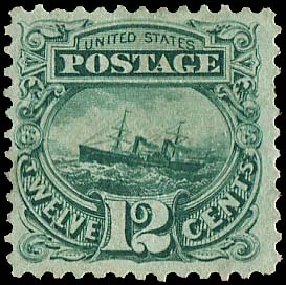 US Stamp Values Scott Catalogue 117: 1869 12c Pictorial S.S. Adriatic. Regency-Superior, Jan 2015, Sale 109, Lot 753
