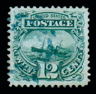 US Stamps Value Scott #117 - 1869 12c Pictorial S.S. Adriatic. Matthew Bennett International, Dec 2007, Sale 323, Lot 296