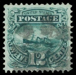 Price of US Stamp Scott Cat. # 117 - 12c 1869 Pictorial S.S. Adriatic. Daniel Kelleher Auctions, Oct 2014, Sale 660, Lot 2136