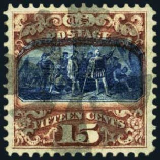 US Stamp Values Scott Cat. 118 - 1869 15c Pictorial Columbus. Harmer-Schau Auction Galleries, Aug 2012, Sale 94, Lot 1197