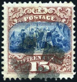 US Stamps Values Scott Cat. # 118 - 1869 15c Pictorial Columbus. Harmer-Schau Auction Galleries, Oct 2009, Sale 83, Lot 358