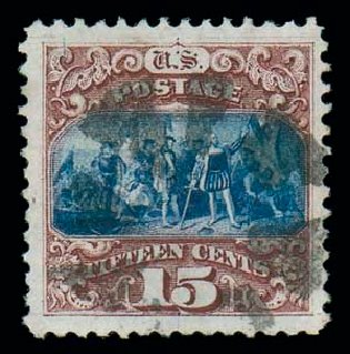 US Stamps Price Scott Catalog # 118 - 1869 15c Pictorial Columbus. Matthew Bennett International, Dec 2007, Sale 325, Lot 1599
