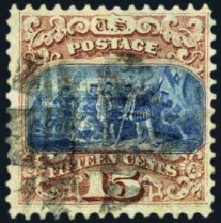 US Stamp Prices Scott Catalogue # 118: 1869 15c Pictorial Columbus. Harmer-Schau Auction Galleries, Jan 2013, Sale 96, Lot 469