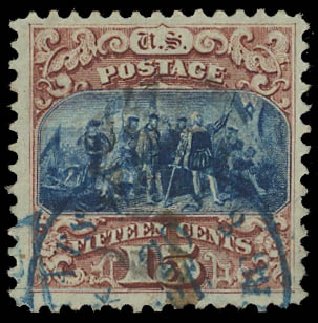 US Stamps Value Scott Catalog # 118 - 1869 15c Pictorial Columbus. Daniel Kelleher Auctions, Jul 2011, Sale 625, Lot 749