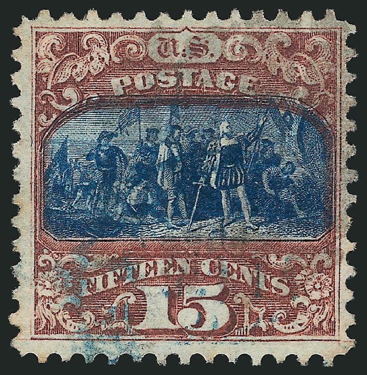 US Stamp Values Scott 118 - 1869 15c Pictorial Columbus. Robert Siegel Auction Galleries, Jul 2014, Sale 1077, Lot 119