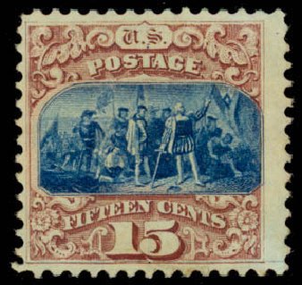 US Stamp Values Scott Catalogue 118 - 15c 1869 Pictorial Columbus. Daniel Kelleher Auctions, Mar 2013, Sale 635, Lot 300
