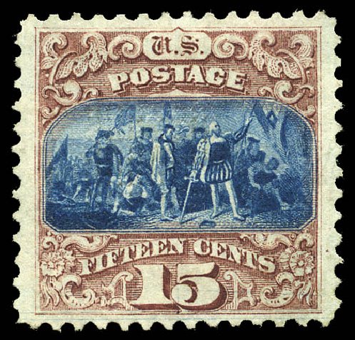 Prices of US Stamps Scott 118 - 15c 1869 Pictorial Columbus. Matthew Bennett International, Sep 2012, Sale 345, Lot 151