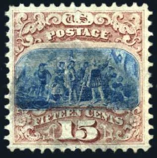 Values of US Stamp Scott # 118 - 1869 15c Pictorial Columbus. Harmer-Schau Auction Galleries, Feb 2009, Sale 80, Lot 1141