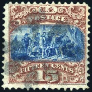 Cost of US Stamp Scott Cat. 118: 15c 1869 Pictorial Columbus. Harmer-Schau Auction Galleries, Mar 2011, Sale 89, Lot 161