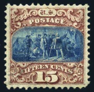 US Stamps Value Scott Cat. 118 - 1869 15c Pictorial Columbus. Harmer-Schau Auction Galleries, Aug 2014, Sale 102, Lot 1754