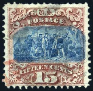 Prices of US Stamps Scott Catalogue 118: 1869 15c Pictorial Columbus. Harmer-Schau Auction Galleries, Jun 2008, Sale 78, Lot 1354
