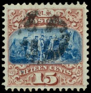 Cost of US Stamps Scott Catalogue #118: 1869 15c Pictorial Columbus. Daniel Kelleher Auctions, May 2014, Sale 652, Lot 244