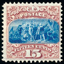 US Stamp Value Scott Cat. # 118: 15c 1869 Pictorial Columbus. Schuyler J. Rumsey Philatelic Auctions, Apr 2015, Sale 60, Lot 2094