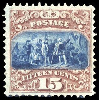 Cost of US Stamp Scott # 118 - 1869 15c Pictorial Columbus. Cherrystone Auctions, Mar 2008, Sale 200803, Lot 145