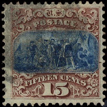 Cost of US Stamps Scott Cat. 118: 1869 15c Pictorial Columbus. Cherrystone Auctions, Nov 2009, Sale 200911, Lot 3055