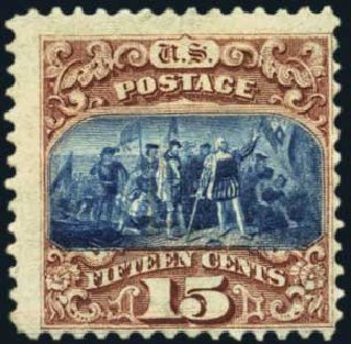 Cost of US Stamps Scott Catalogue 118: 1869 15c Pictorial Columbus. Harmer-Schau Auction Galleries, Aug 2012, Sale 94, Lot 1195