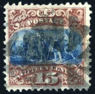 US Stamps Values Scott Catalogue #118 - 15c 1869 Pictorial Columbus. Harmer-Schau Auction Galleries, Jun 2008, Sale 78, Lot 1352