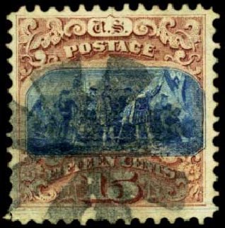 US Stamps Value Scott Catalog 118: 15c 1869 Pictorial Columbus. Harmer-Schau Auction Galleries, Feb 2012, Sale 92, Lot 922