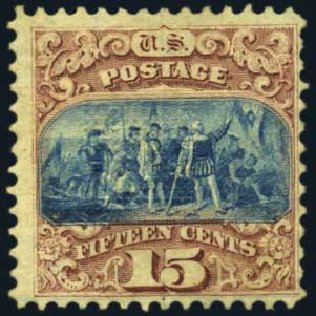 US Stamps Price Scott Cat. 118: 15c 1869 Pictorial Columbus. Harmer-Schau Auction Galleries, Aug 2012, Sale 94, Lot 1192