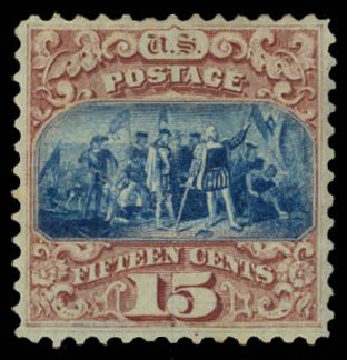 Prices of US Stamp Scott Cat. #118: 1869 15c Pictorial Columbus. Daniel Kelleher Auctions, May 2015, Sale 669, Lot 2572
