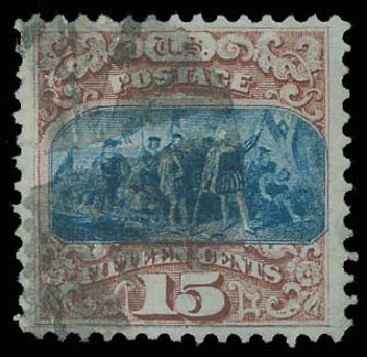 US Stamps Values Scott #118: 1869 15c Pictorial Columbus. Matthew Bennett International, Jun 2008, Sale 328, Lot 623